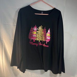 Merry Christmas Pink Tree's Long Sleeve T-Shirt Women's 4X Shein Curve